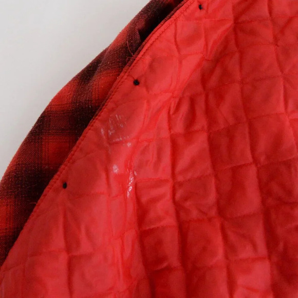 Vintage 70S Red & Black Buffalo Plaid Gorpcore Flannel Lined Button Up Shacket M - Picture 15 of 16